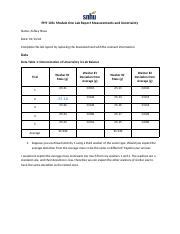 Lab Report Measurements And Uncertainty In Glassware Course Hero