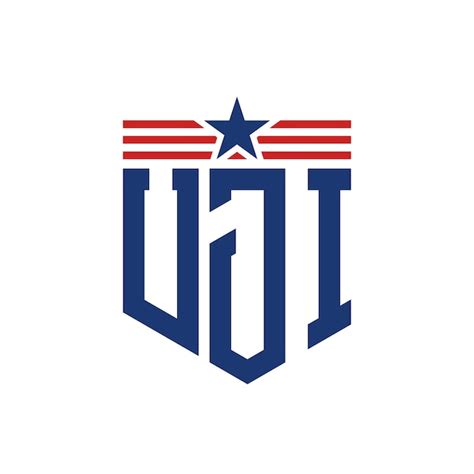 Premium Vector Patriotic Uji Logo With Star And American Flag Straps