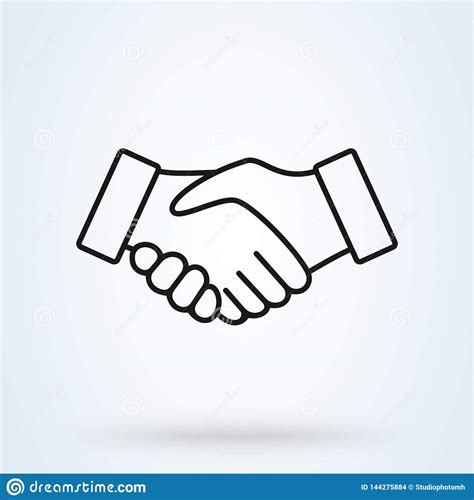 Handshake Line Icon Partnership And Agreement Symbol On White