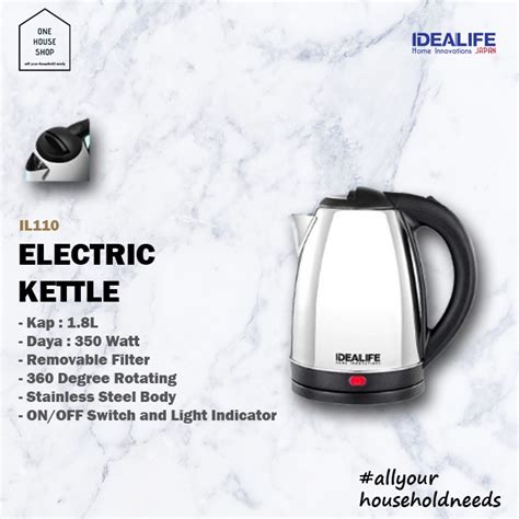 Jual Teko Listrik Low Watt Electric Kettle Liter Idealife Il