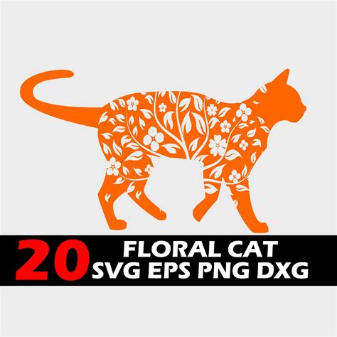 Floral Cat Svg Bundle Cat Png Cat Clipart Etsy