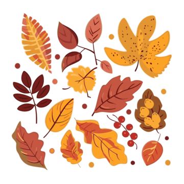 Cute Fall Leaves Clipart Autumn Leaves Set In Flat Style Cartoon Vector ...