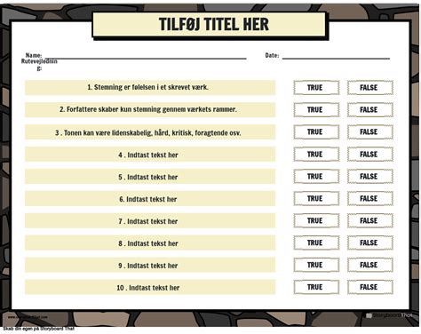 Stemning Og Tone Sandt Eller Falsk Aktivitetsark