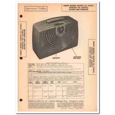 Zenith Model G Z G Zz Tube Am Radio Sams Photofact Manual On