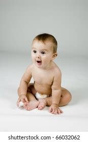 Baby Sitting Naked Wearing Only Diaper Stock Photo 2415528399 Shutterstock