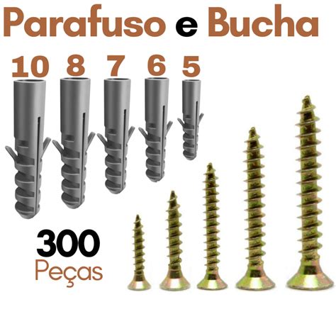 Parafuso Buchas 5mm 6mm 7mm 8mm 10mm Para Parede Concreto Kit Bucha