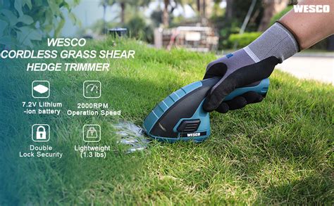 Wesco 7 2v Grass Shears Hedge Trimmer 2 In 1 Handheld Shrub Trimmer With