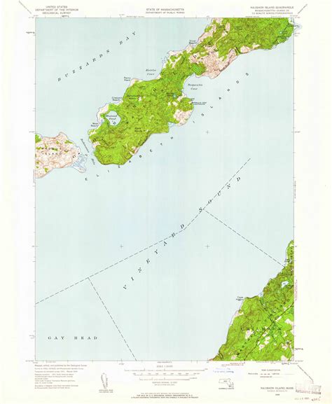 Naushon Island Massachusetts 1949 1961 USGS Old Topo Map Reprint 7x7