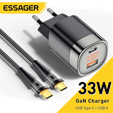 Essager 33W GaN Charger Digital Display PD USB C Charger Portable Fast ...