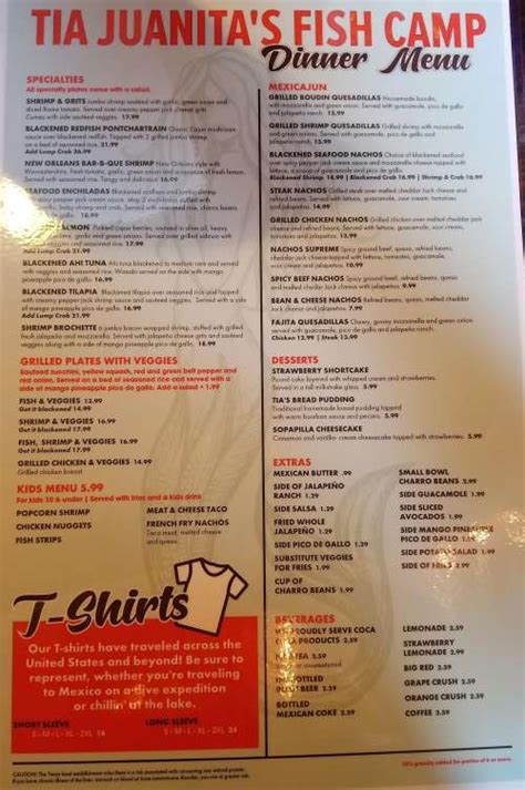 Tia Juanitas Fish Camp Menu In Lumberton Texas Usa