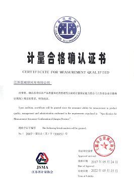 Zertifikate Motor Co Ltd Jiangsu Guowei