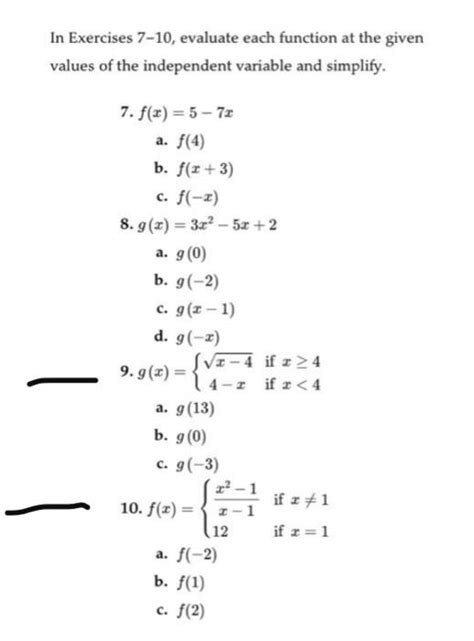 Solved In Exercises 7 10 Evaluate Each Function At The