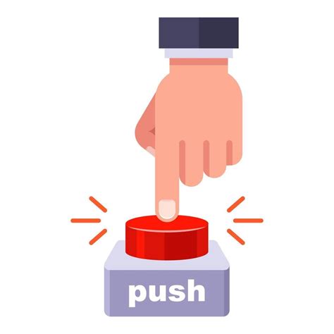 Finger Presses The Red Button Staff Call Button Vector Art At