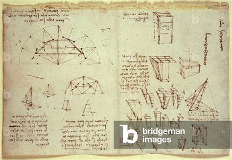 Notebook Of Leonardo Da Vinci Showing Diagrams Of Geometrical Shapes