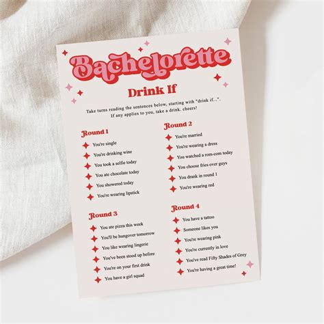 Dazed And Engaged Bachelorette Party Drink If Game Printable