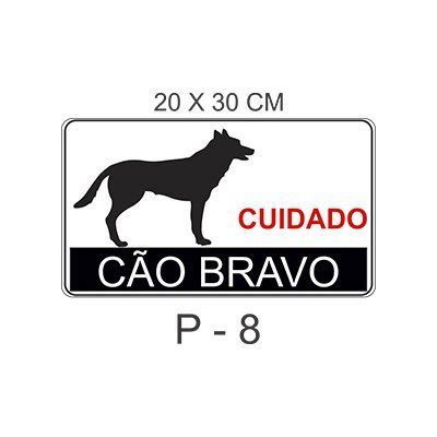 Placa Sinalização Cuidado Cão Bravo 20x30cm Sipar Ferramentas