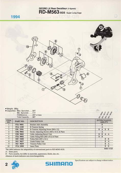 Shimano Spare Parts Catalogue 1994 Scan 2
