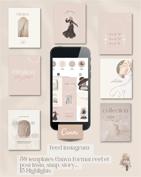 TEMPLATES MODELS réseaux sociaux feed nude avec illustrations offertes aliaa illustration