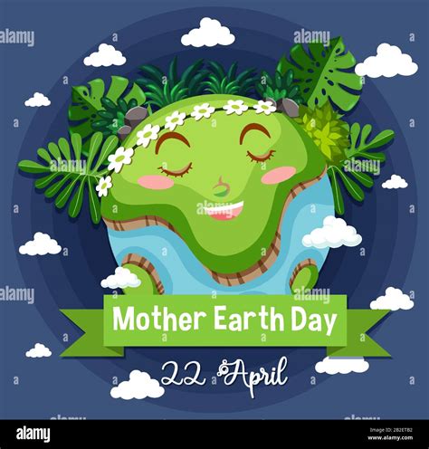 Poster Design For Mother Earth Day With Happy Earth In Background