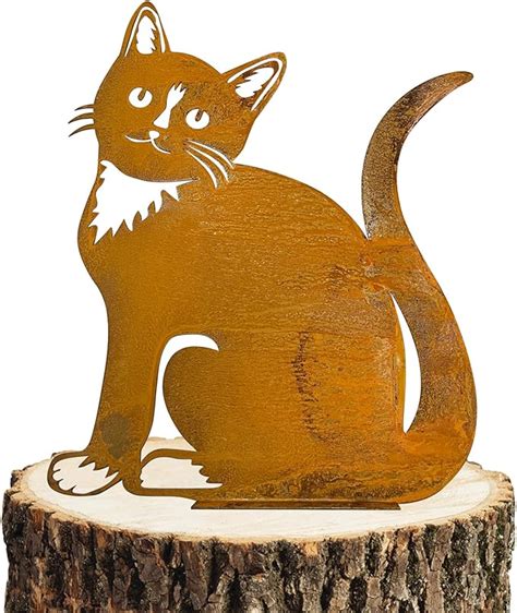 Rusty Cat Decoration Patina Metal Cat Garden Ornaments Silhouette