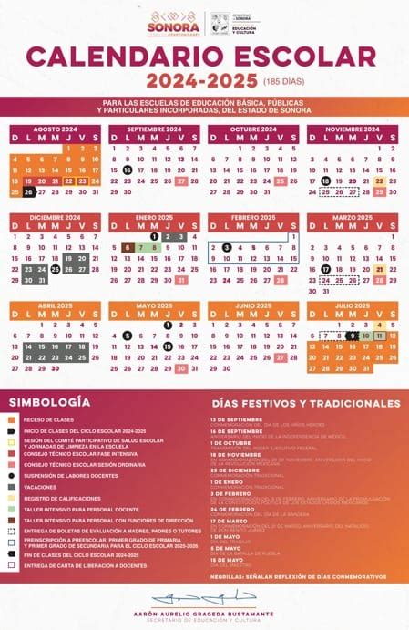 Calendario Escolar 2024 2025 De La SEC En Sonora