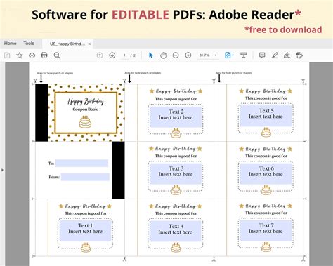 Printable Birthday Coupon Book Template Editable Birthday - Etsy