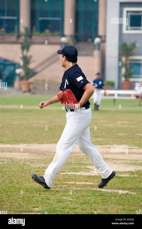 Baseball Player The Padang Singapore Stock Photo Alamy