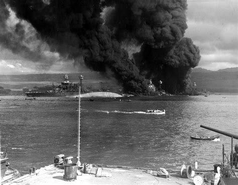 Photo A View Of Pearl Harbors Battleship Row From The Ten Ten Dock At The Operating Base 7