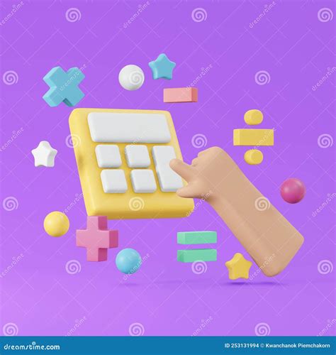 3d Rendering Of Hand Using Calculator On Background Stock Illustration