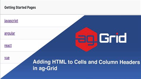 Adding HTML To Ag Grid Column Headers And Cells