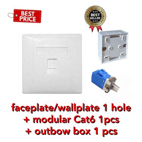 Jual Faceplate Wallplate UTP RJ45 LAN 1 Port Hole Modular Cat Outbow