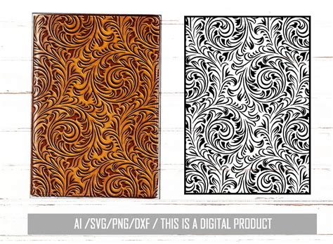 Tooled Leather SVG Floral Leather Svg Seamless Pattern Swirls Pattern