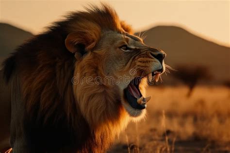 Lion Standing Up Roaring