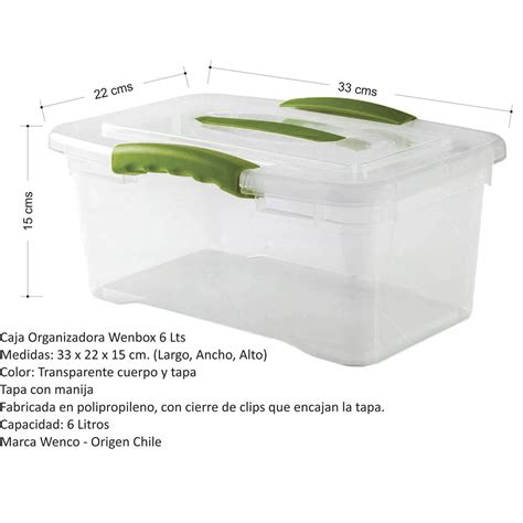 Caja Organizadora 6 Lts Wenbox TRANSPARENTE Garage Impo