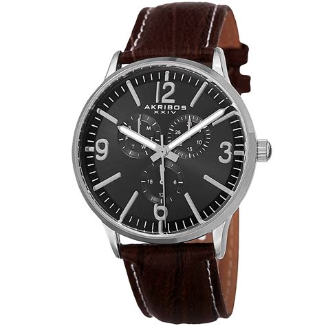 Akribos Xxiv Men S Quartz Multifunction Leather Strap Watch Ak