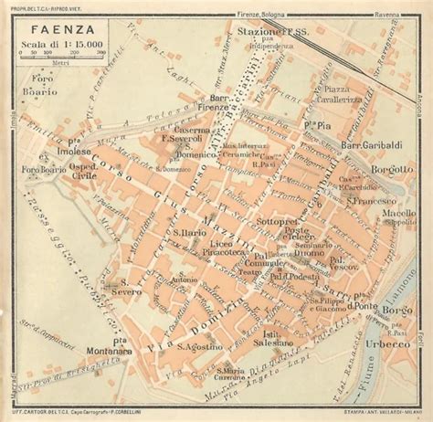 Carta Geografica Antica Faenza Pianta Della Citt Ravenna Old