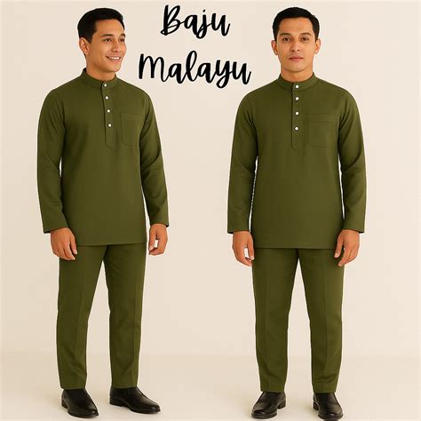 baju melayu lelaki moden como crepe reguler fit  butang
