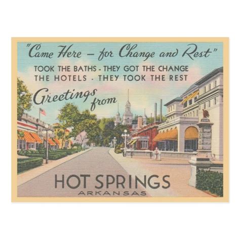 Hot Springs Arkansas Vintage Greetings Postcard Zazzle