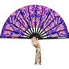 Amazon Raveahem Uv Glow Rave Fan Bamboo Folding Clack Hand Fan