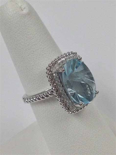 Natürliche blaue Topas mit natürlichen Diamant Ring 925 Etsy