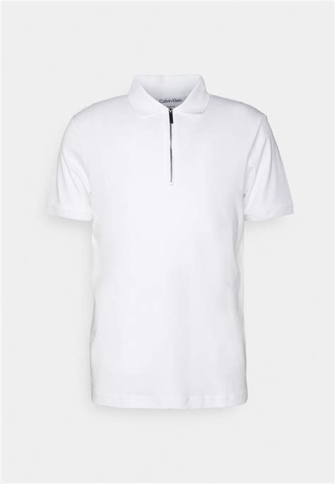 Calvin Klein Tailored Smooth Zip Poloshirt Bright White Weiß