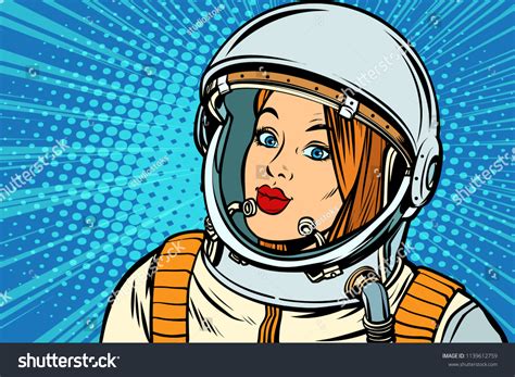 Astronauta Mujer Seria Dibujo Kitsch Vintage Vector De Stock Libre