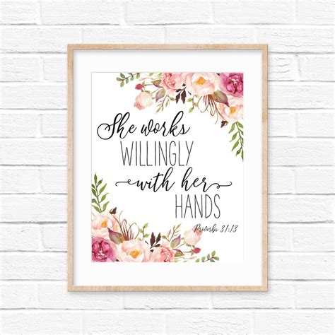 She Works Willingly With Her Hands Proverbs 31 13 Printable Etsy