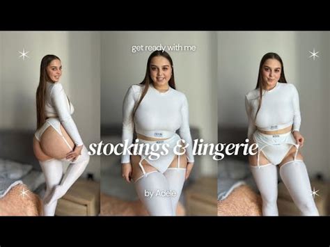 GRWM Transparent White Stockings Hot Lingerie Combo Try On Haul