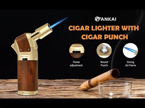 FANKAI Wood Grain Single Torch Lighter With Cigar Punch YouTube