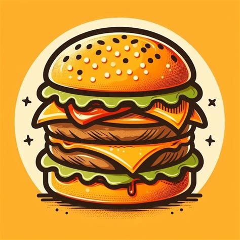 Arte Vectorial Hiperrealista Hamburguesa Hamburguesa De Queso Símbolo