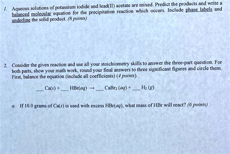 Iodide And Lead Ii Acetate Are Mixed Predict The Products And Write Aqueous Solutions Of