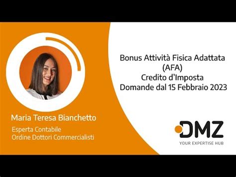 Bonus Attivit Fisica Adattata Afa Credito Dimposta Domande Dal