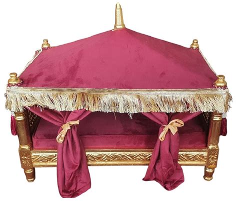 Casa Padrino Barock Hundebett Bordeauxrot Gold Handgefertigtes