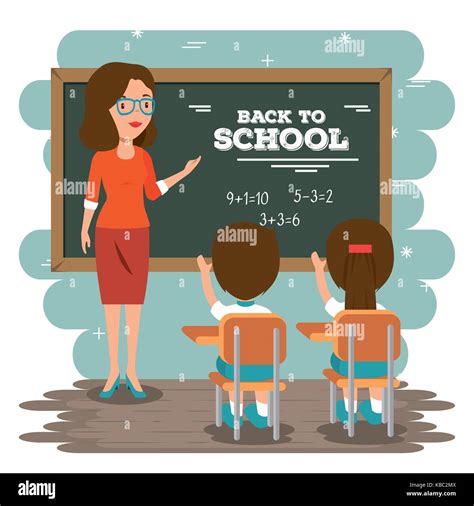 Back To School Teacher Teaching To Her Students Stock Vector Image